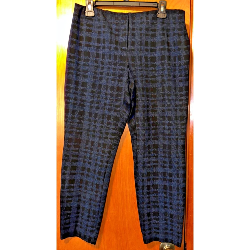 Alfani Womens Blue Black Plaid Ponte Dress Pants Size 12